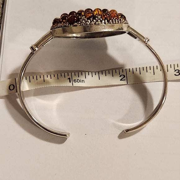 Handmade heavy genuine Baltic Amber and Sterling Silver cuff Bracelet New 26.5 G - Picture 15 of 16